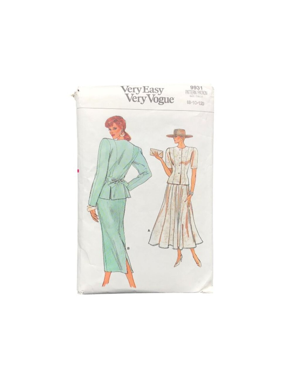 Vintage Sewing PATTERN Very Easy Very Vogue 9931, Misses Petite 1987 Top Skirt